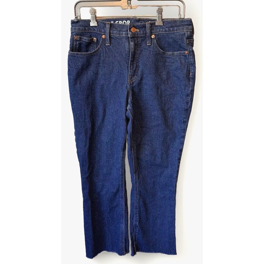 J.Crew Demi-Boot Crop Jeans Womens 29 Dark Wash Raw Hem High Rise‎ Denim Casual